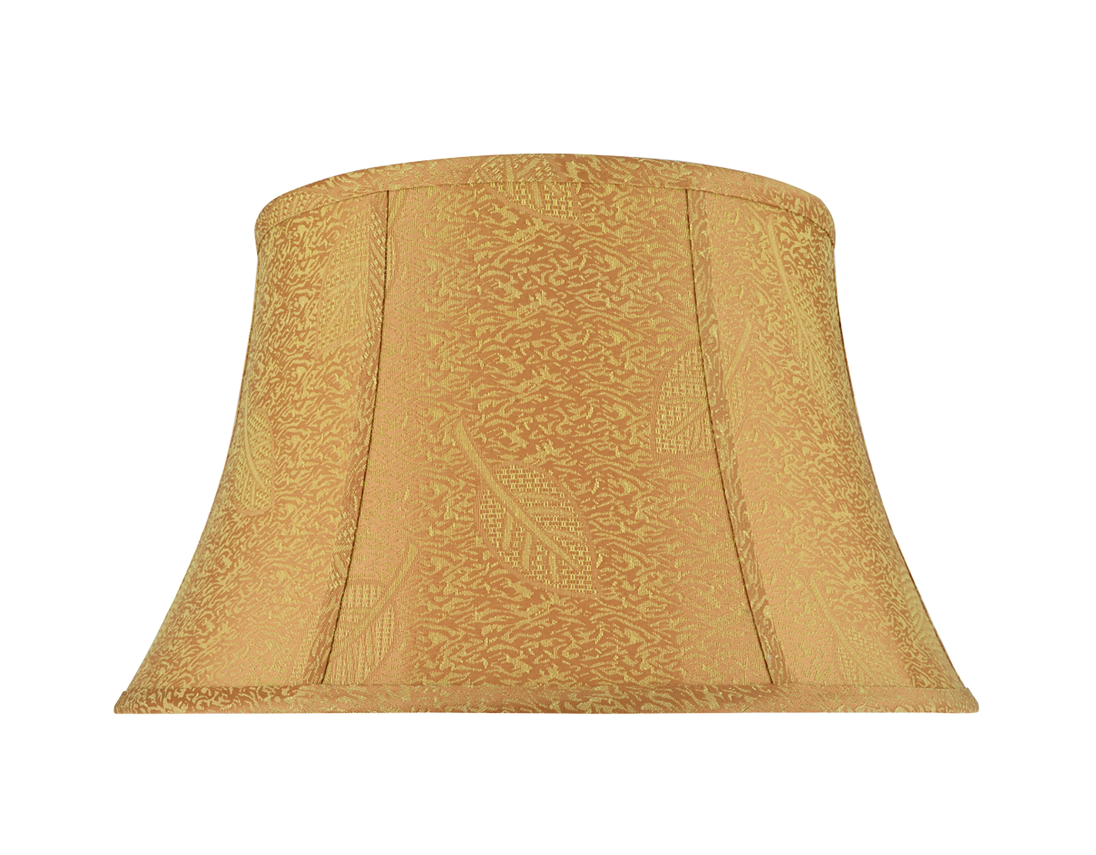 # 30025  Transitional Bell Shape Spider Construction Lamp Shade in Pumpkin Gold with Leaf Design, 19" wide (13" x 19" x 11")