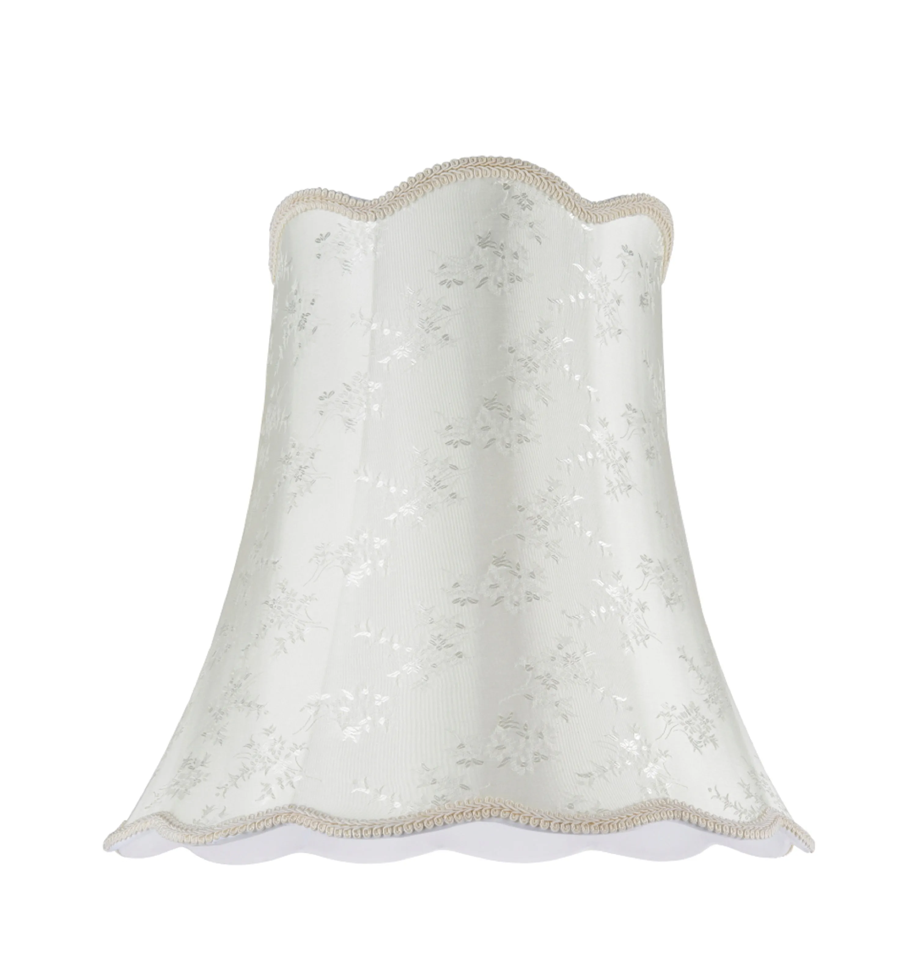 # 34002 Transitional Scallop Bell Shape Spider Construction Lamp Shade in Ivory with Floral Design, 16" wide (10" x 16" x 15")