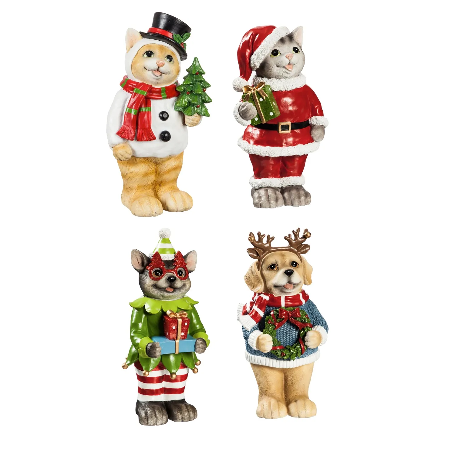11"H Pets in Holiday Spirit Garden Statuary, 4 Asst.,84g3046