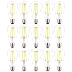 15 X E27 LED 6w Filament Clear Pear Shaped Dimmable Light Bulb