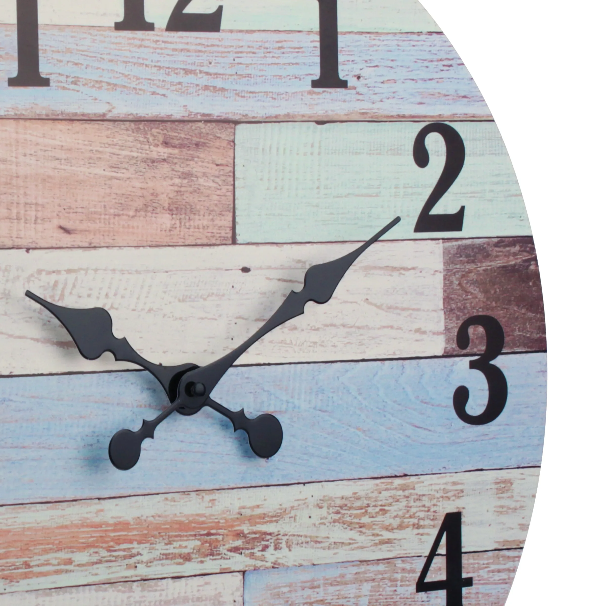 18” Coastal Worn Blue and White MDF Wall Clock (WS)