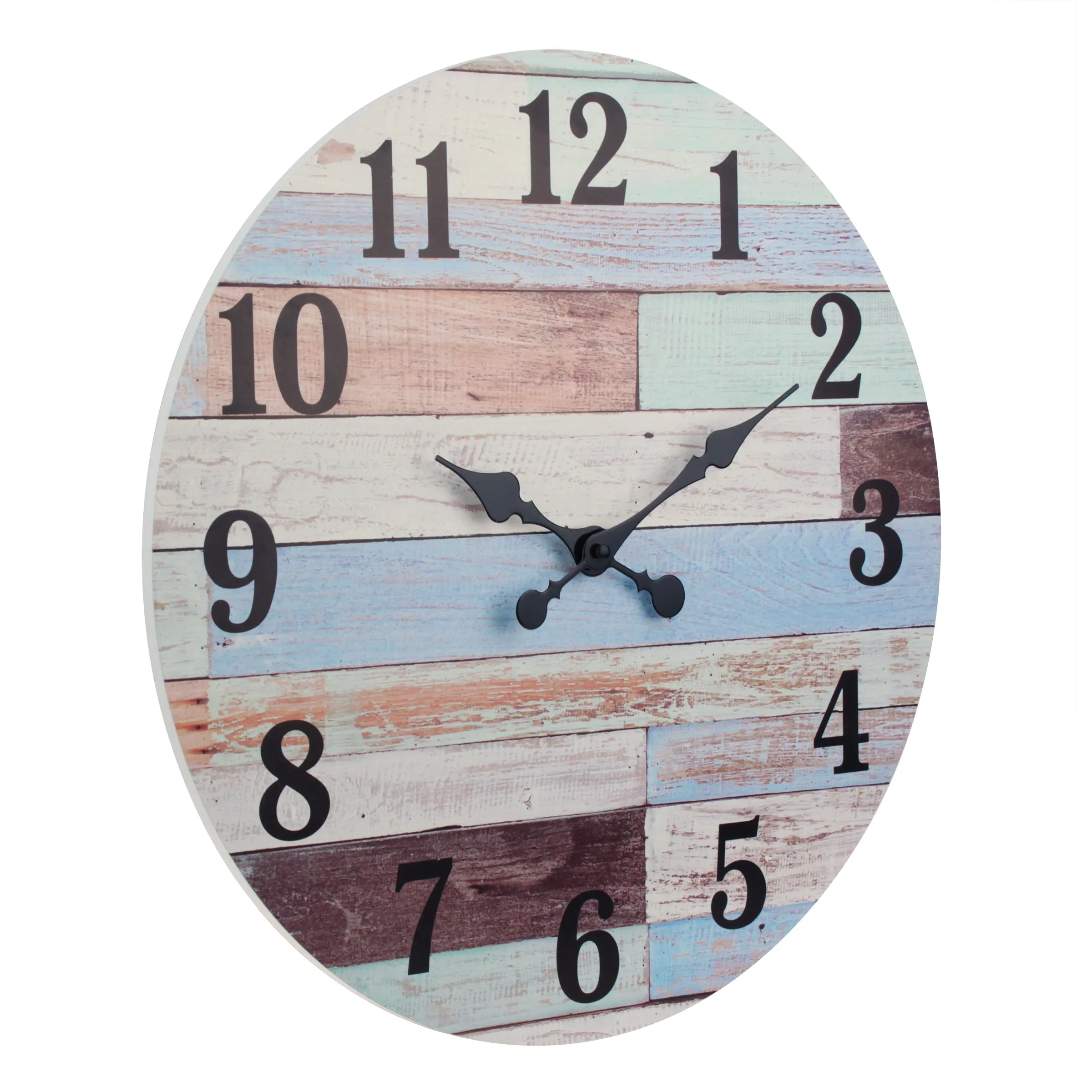 18” Coastal Worn Blue and White MDF Wall Clock (WS)