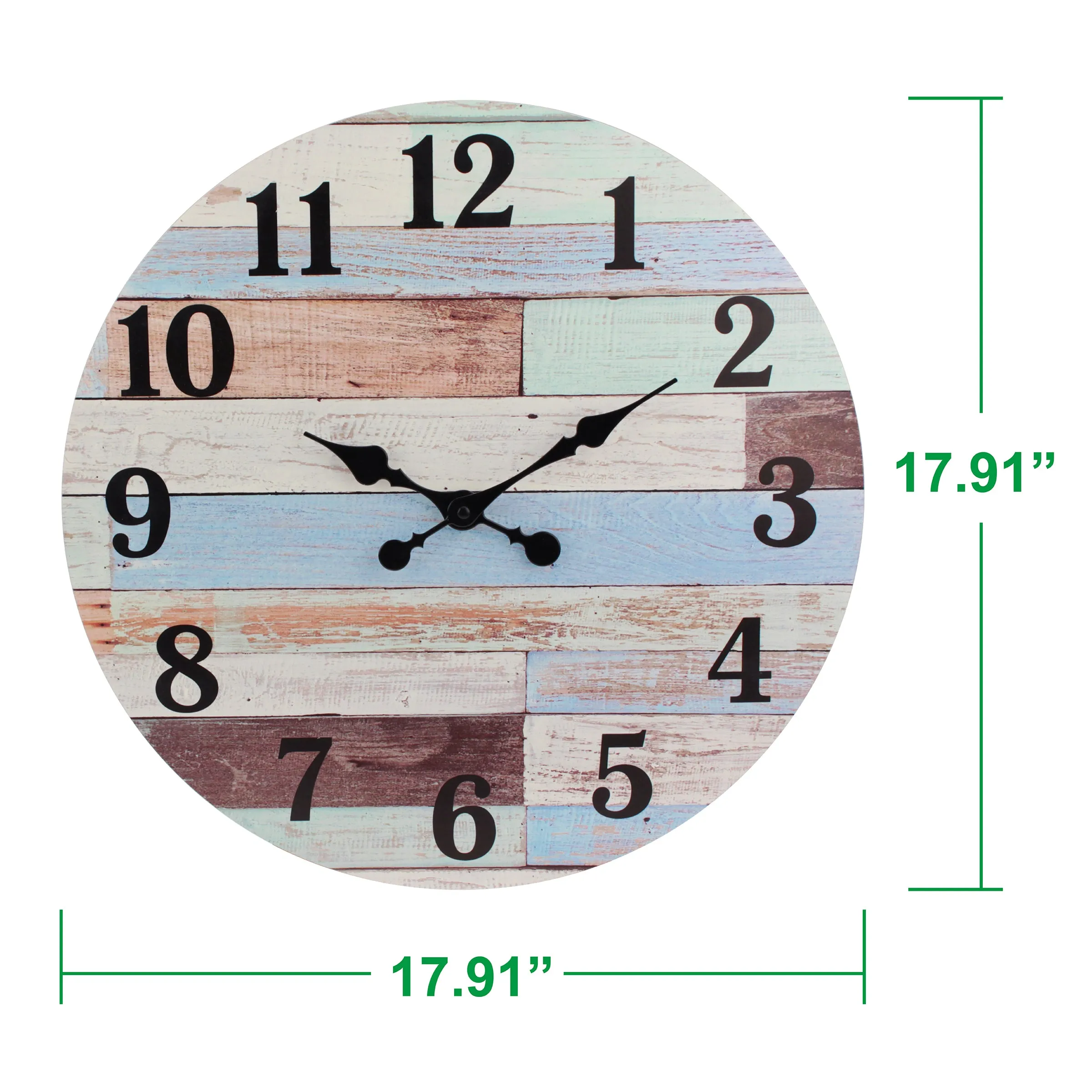 18” Coastal Worn Blue and White MDF Wall Clock (WS)
