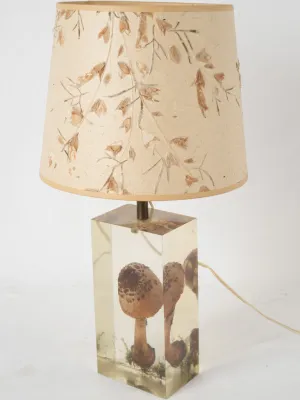1970s table lamp w/ mushroom in resin - Pierre Giraudon (1923-2012) - 19"