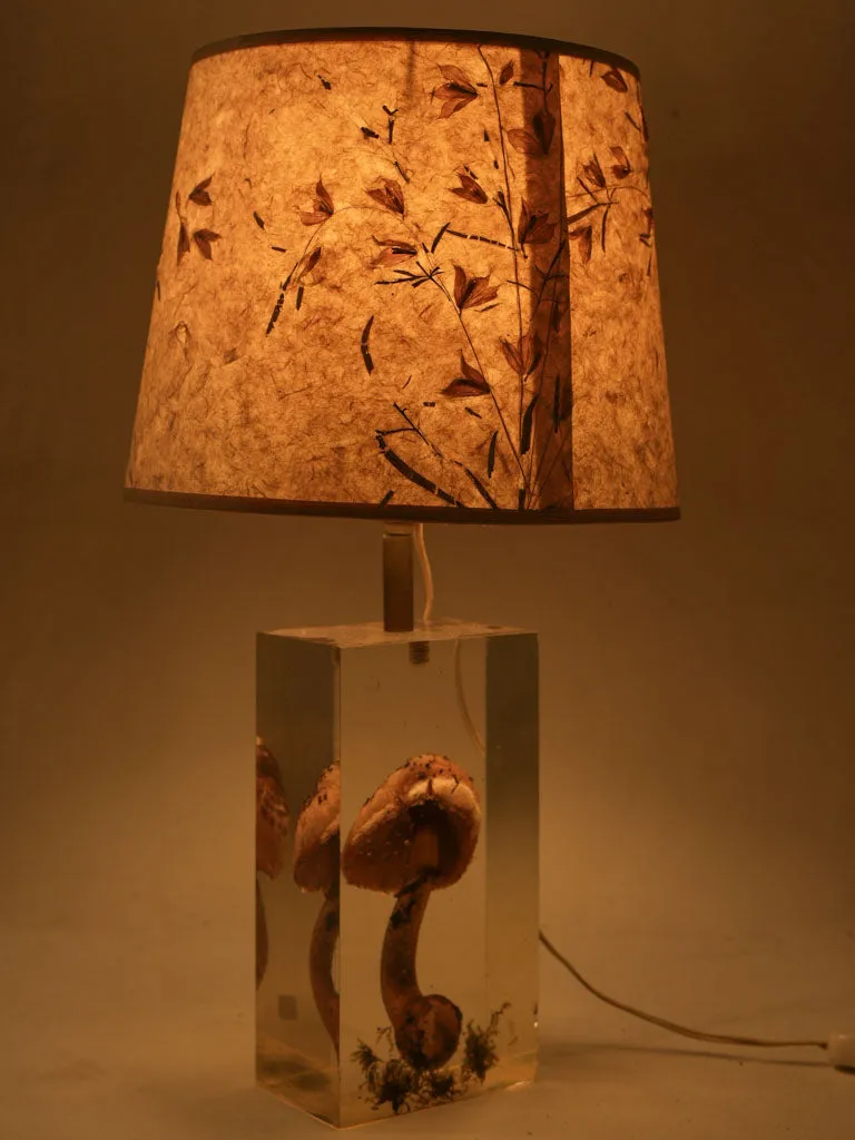 1970s table lamp w/ mushroom in resin - Pierre Giraudon (1923-2012) - 19"