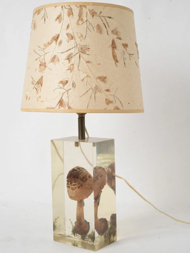 1970s table lamp w/ mushroom in resin - Pierre Giraudon (1923-2012) - 19"