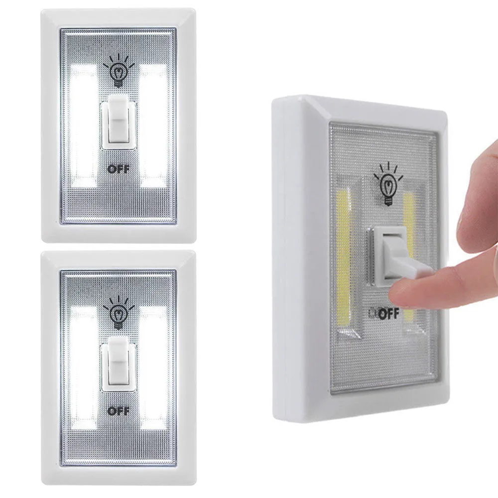 2 COB Lights Switch LED Night Lamp Wireless Closet Wall Lights Battery Operated