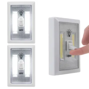 2 COB Lights Switch LED Night Lamp Wireless Closet Wall Lights Battery Operated