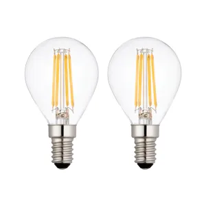 2 x E14 LED Filament Bulbs Dimmable 4W (40W Equivalent)