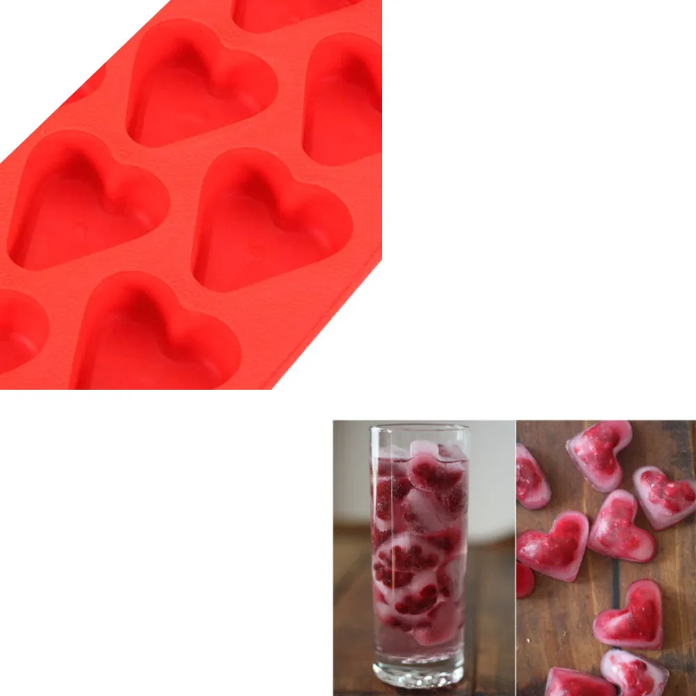 3 Silicone Ice Tray Heart Shaped Cube Maker Jelly Chocolate Cake Mold Party New