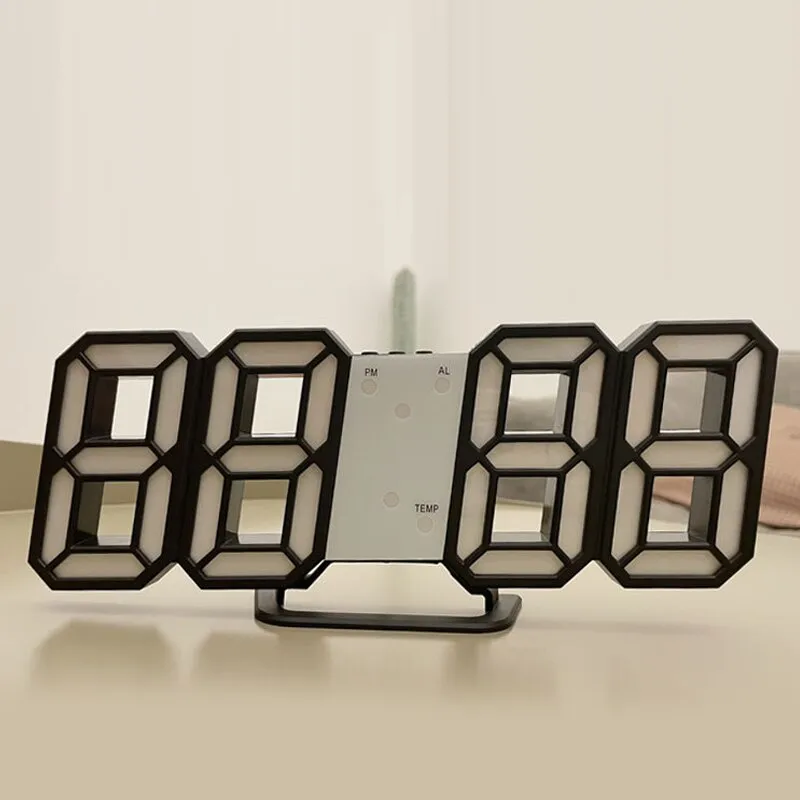 3d Led Digital Clock Luminous Fashion Wall Clock Multifunctional Creative Usb Plug in Electronic Clock Home Decoration