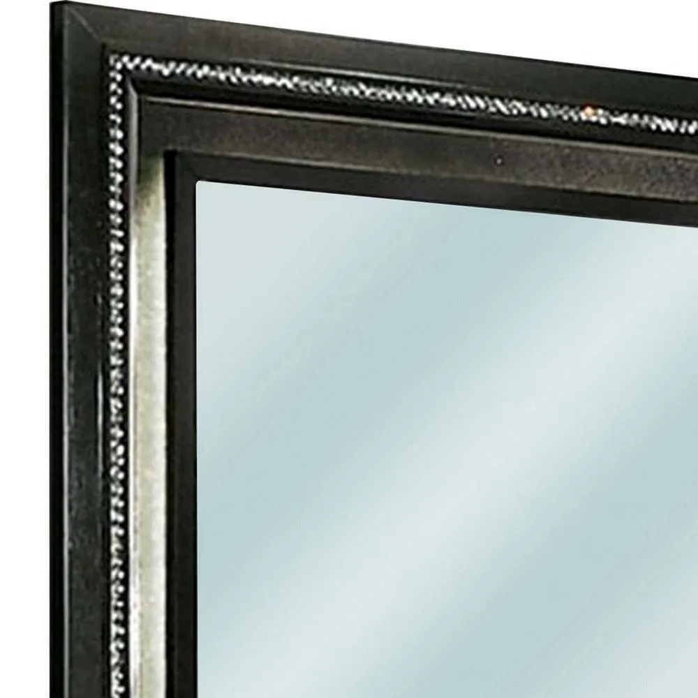 46 Inch Contemporary Style Wooden Mirror, Metallic Gray By Casagear Home