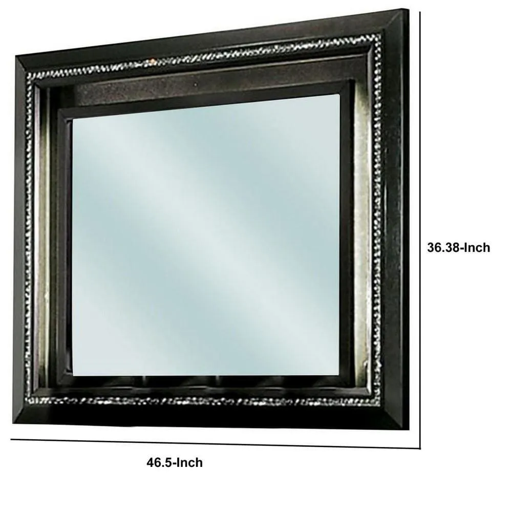 46 Inch Contemporary Style Wooden Mirror, Metallic Gray By Casagear Home