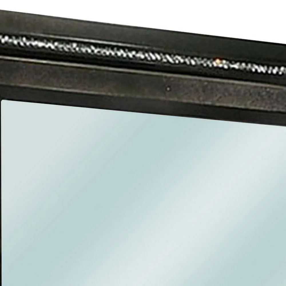 46 Inch Contemporary Style Wooden Mirror, Metallic Gray By Casagear Home