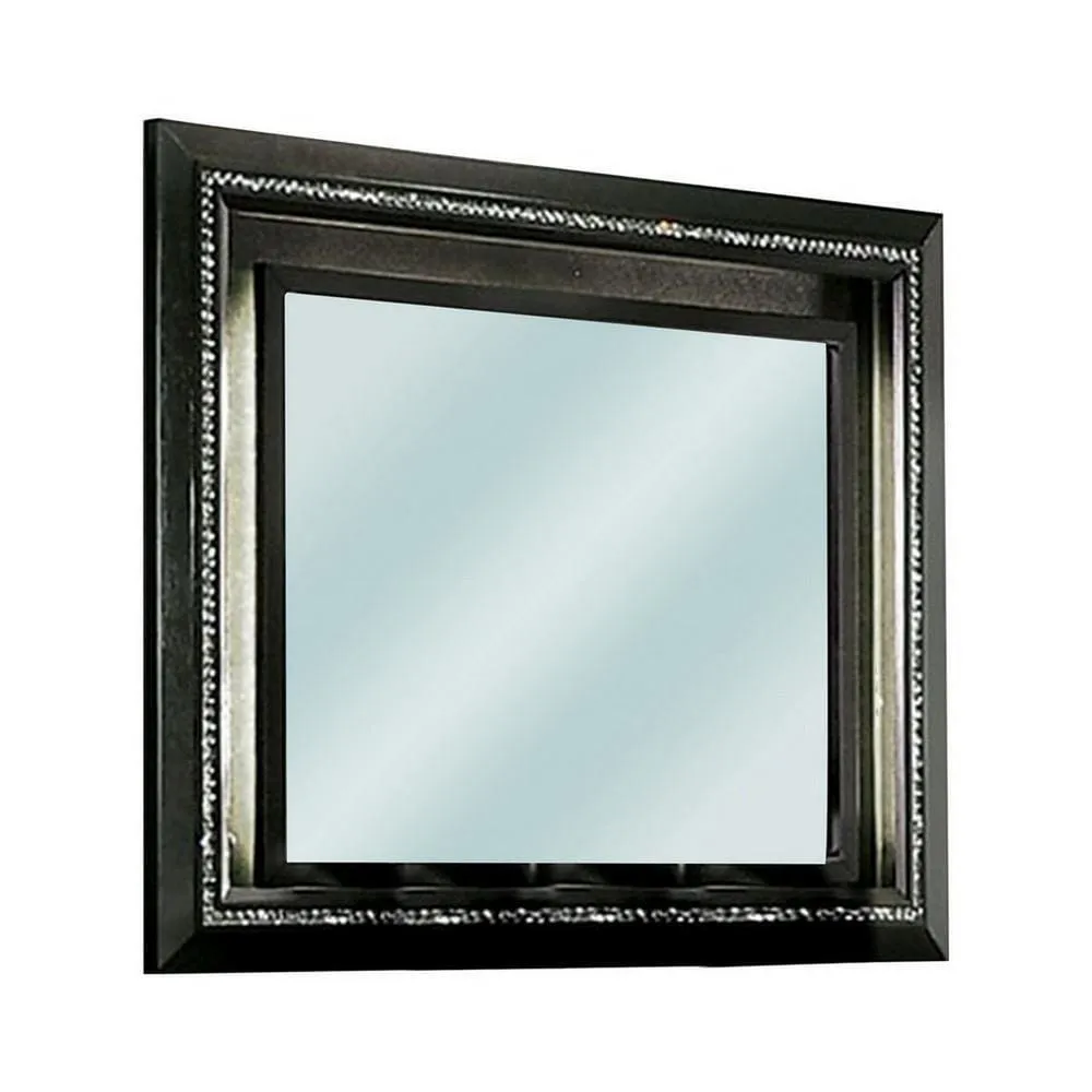 46 Inch Contemporary Style Wooden Mirror, Metallic Gray By Casagear Home