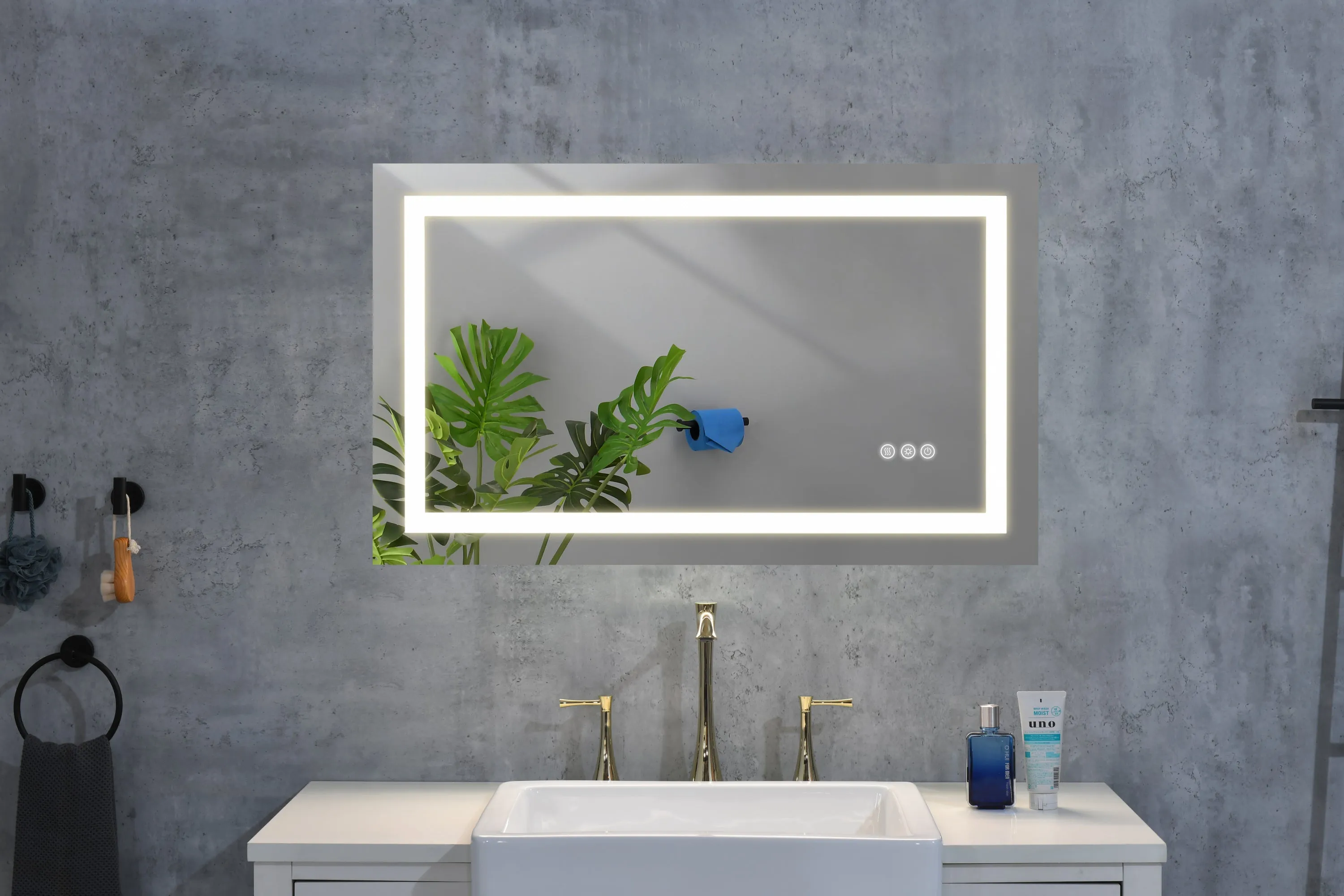 48 x 24 Inch LED Mirror Bathroom Vanity Mirrors with Lights, Wall Mounted Anti-Fog Memory Large Dimmable Front Light Makeup Mirror