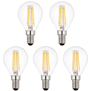 5 x E14 LED Filament Bulbs Dimmable 4W (40W Equivalent)