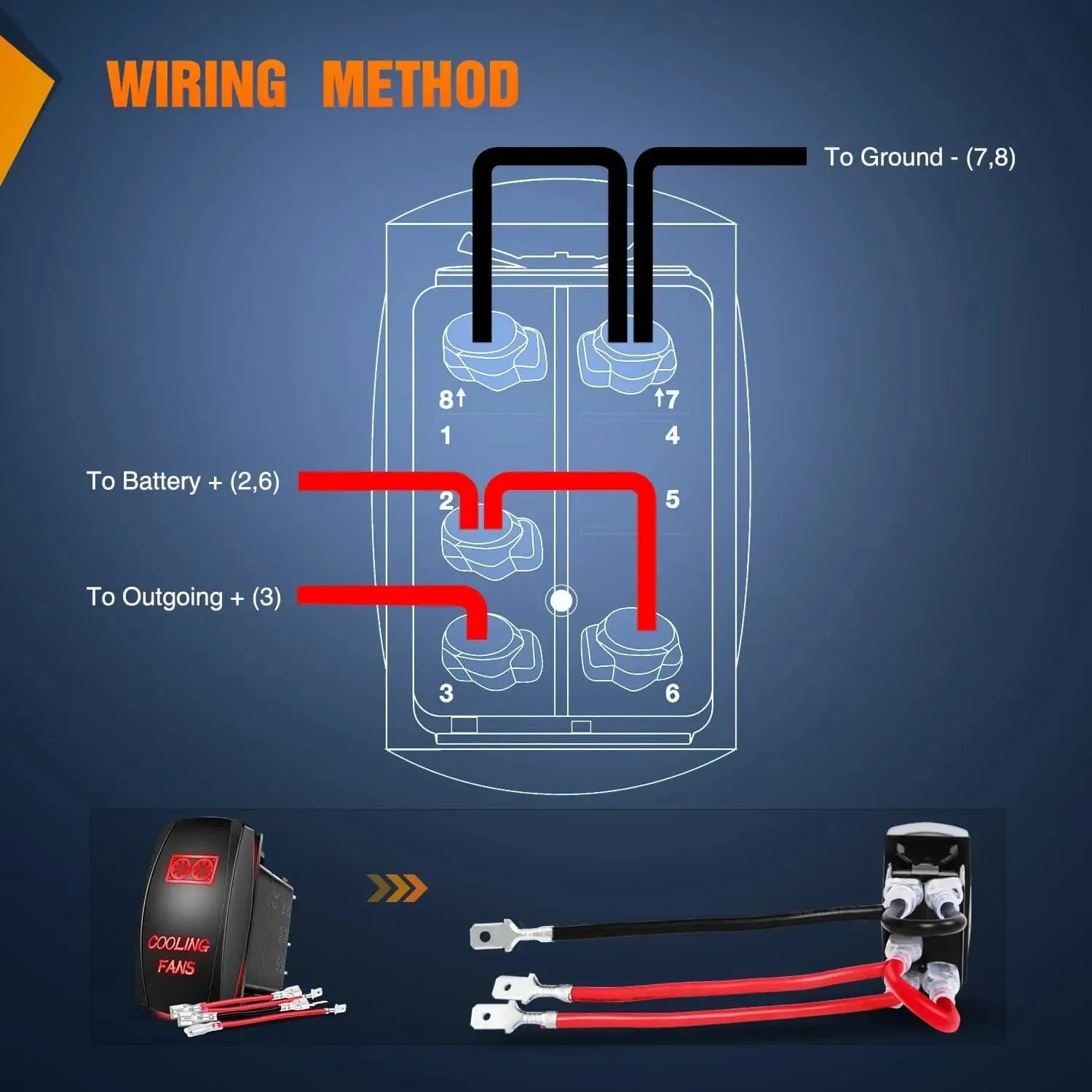 5Pin Laser On/Off Cooling Fans Rocker Switch Red