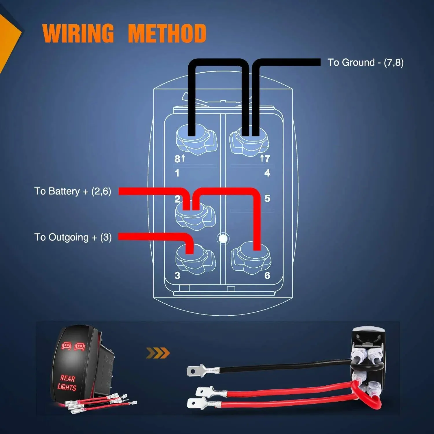 5Pin Laser On/Off Rear Lights Rocker Switch Red