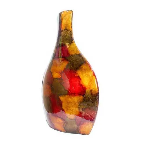 8.5" X 4.25" X 14" Gold Copper Brown Ceramic Table Vase