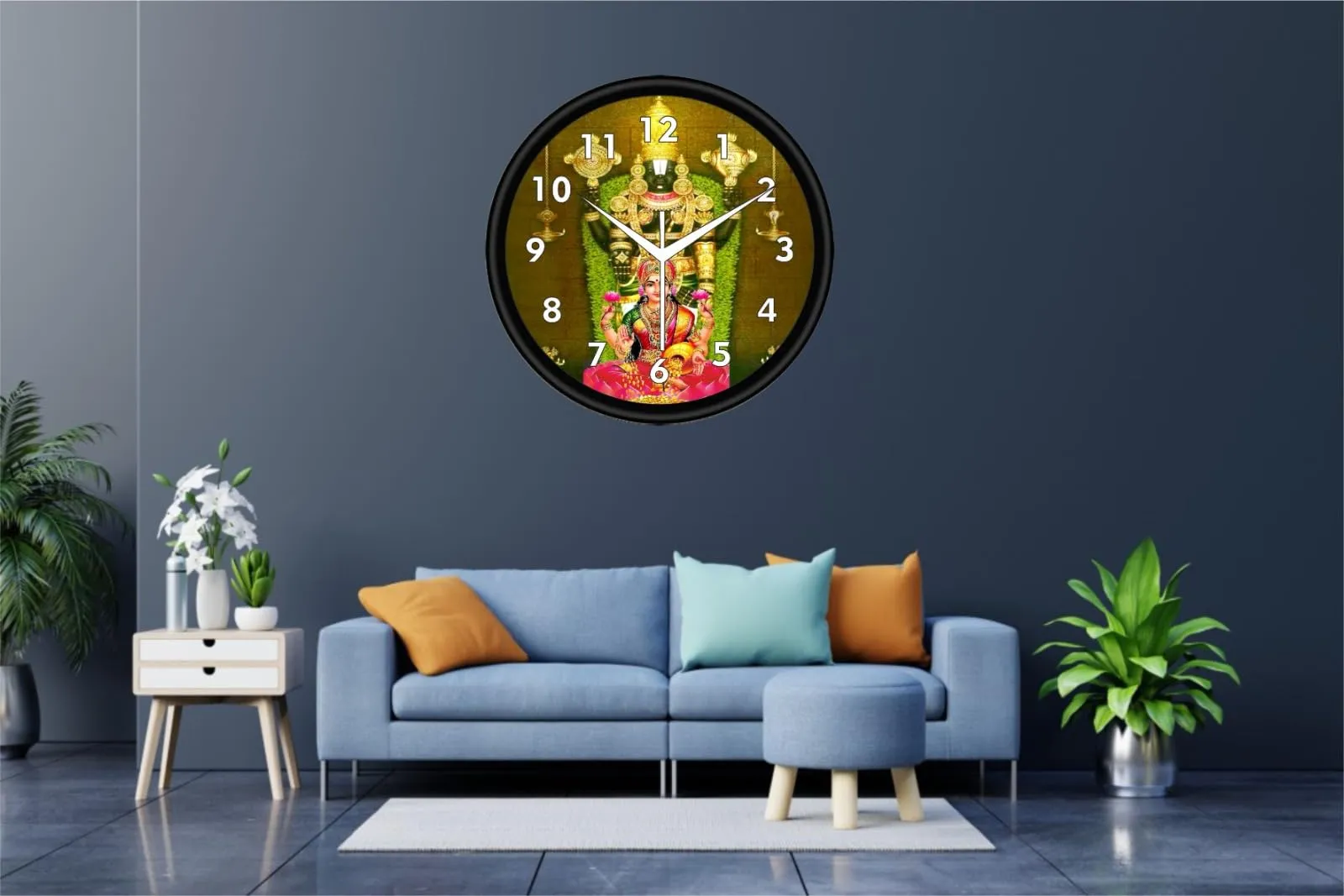 Adarsh Craft God laxmi Wall Clock Antique Designer for Home Living Room and Office Size (10"X 10" in) Multicolor