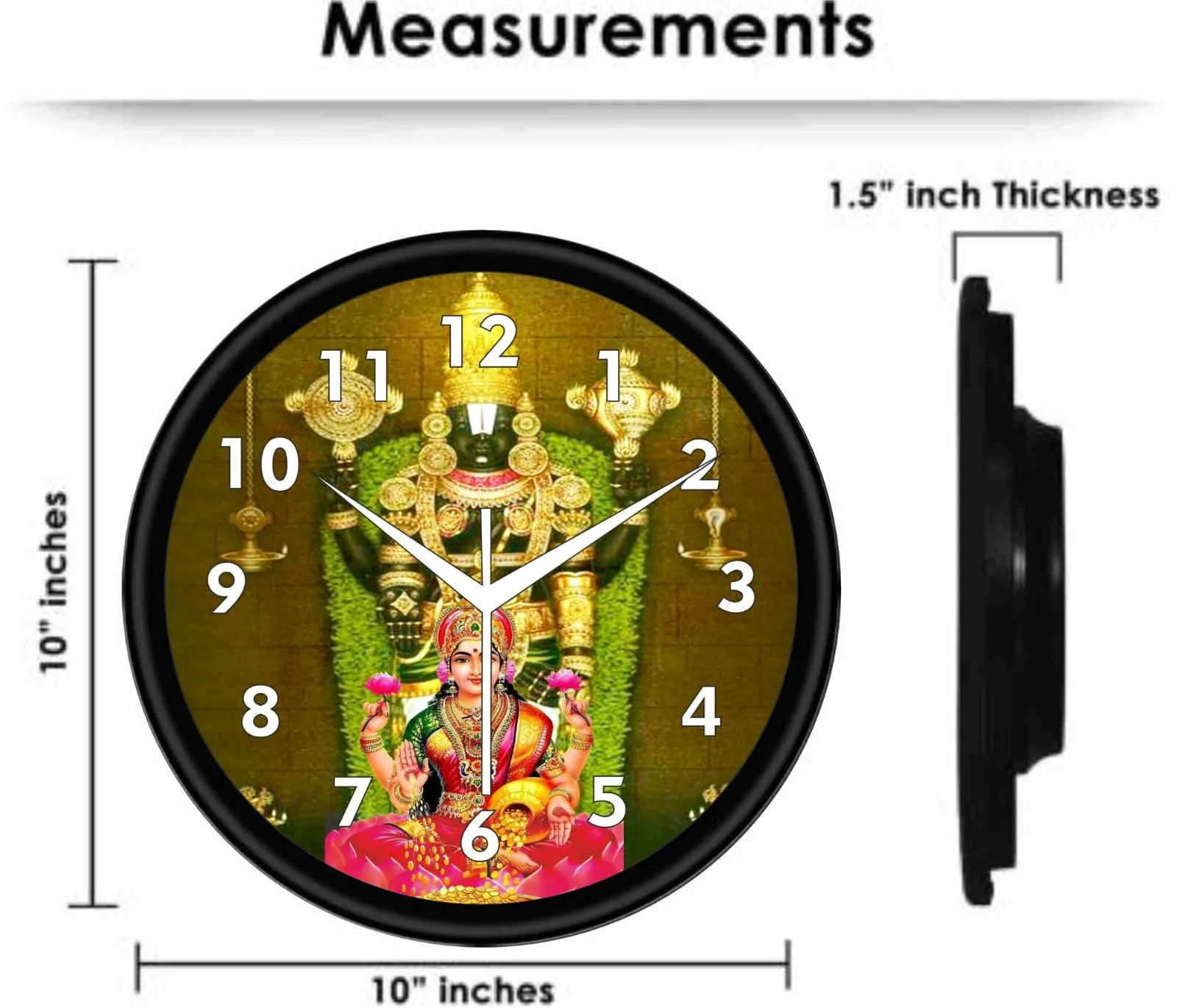 Adarsh Craft God laxmi Wall Clock Antique Designer for Home Living Room and Office Size (10"X 10" in) Multicolor
