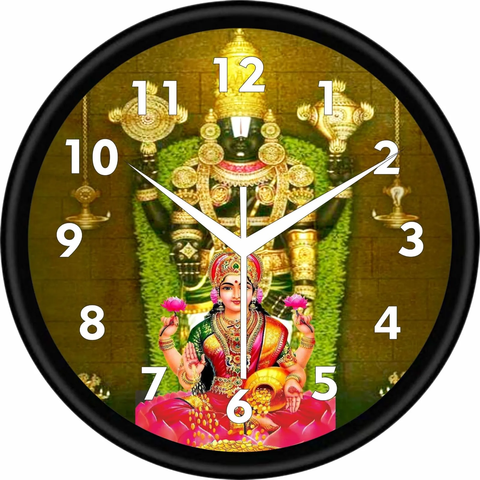 Adarsh Craft God laxmi Wall Clock Antique Designer for Home Living Room and Office Size (10"X 10" in) Multicolor