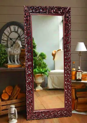 A.M INTERNATIONAL Wooden Hand Crafted Full Lenght Wall Mirror Frame in Solid Mango Wood for Bedroom, Living Room, Home Decor, Vertical OR Horizontal Hanging Without Mirror Size 5 * 3 FT Walnut Finish