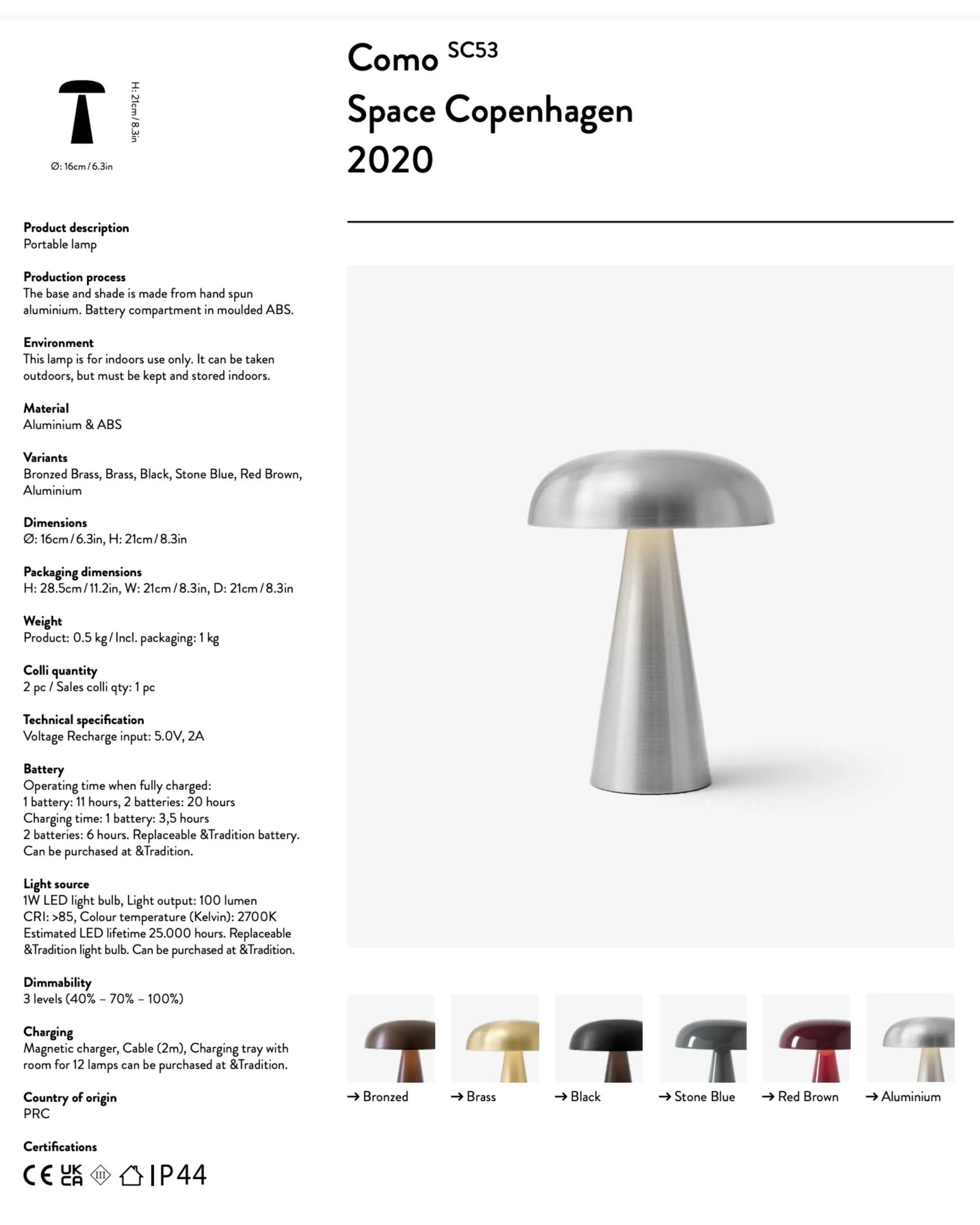 &Tradition SC53 Como portable table lamp