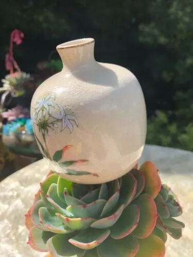 Antique Chinese Signed Porcelain Hand Painted Flowers Floral Design Bud Vase