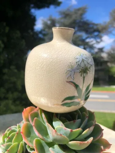 Antique Chinese Signed Porcelain Hand Painted Flowers Floral Design Bud Vase
