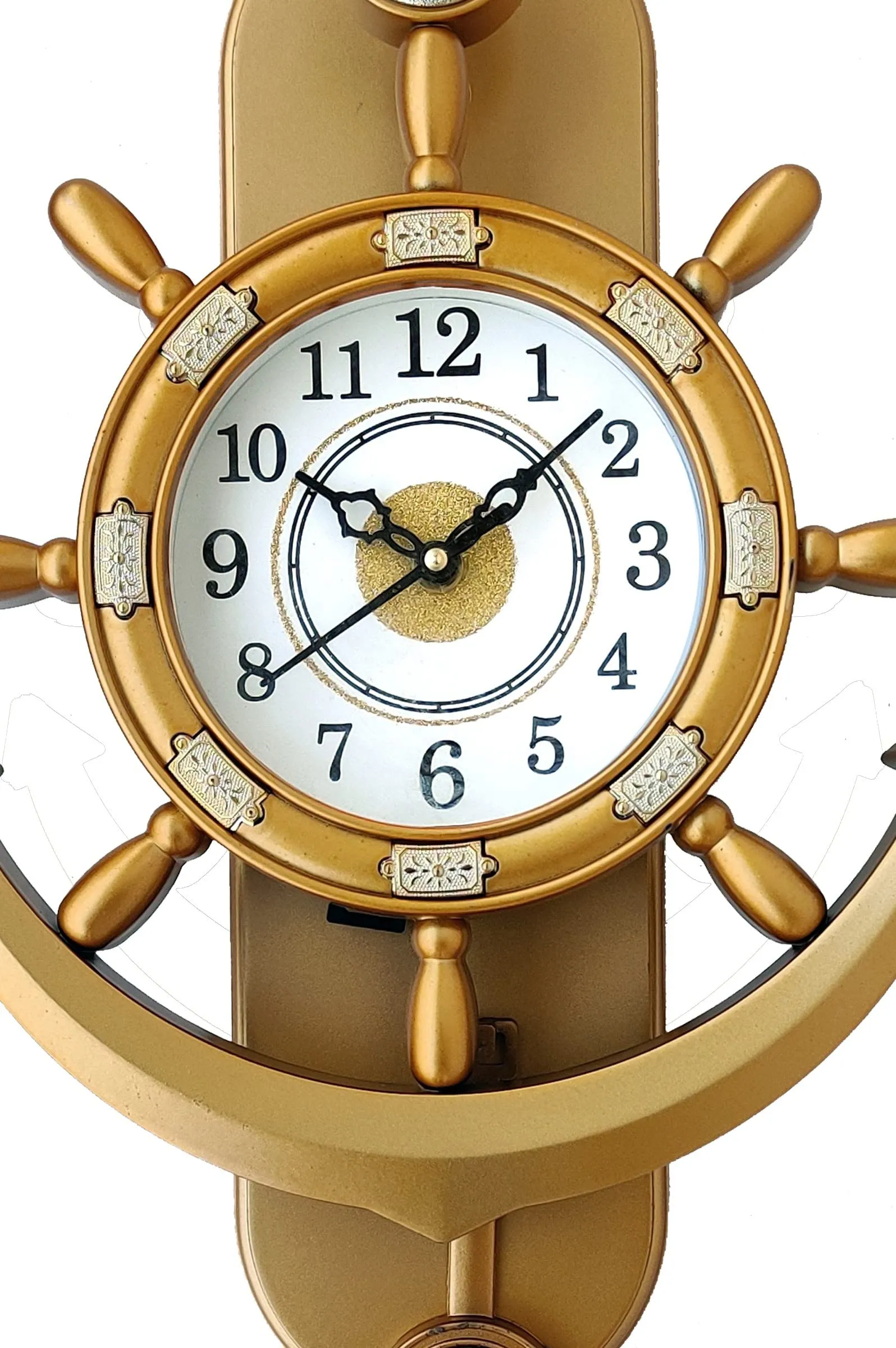 Art Decor HUB Analog 33 cm X 26 cm Wall Clock with Glass for Home Decor || Pendulum_Design-01 (Gold)