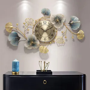 ARTISTRY DECORS Beautiful Floral Leaf Petal Styled Metal Wall Clock | Decoration Wall Clocks for Living Room Bedroom Home (85cmx50cm) Metal wall clock| wall clock