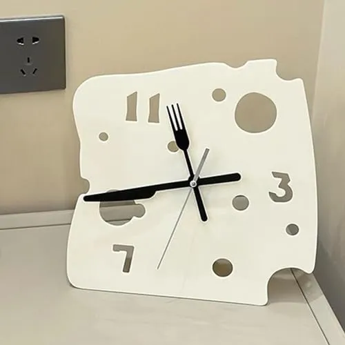 ATORSE Hanging Clock 27Cmx27Cm Mute Table Clock for Apartment Dining Room Farmhouse Yellow