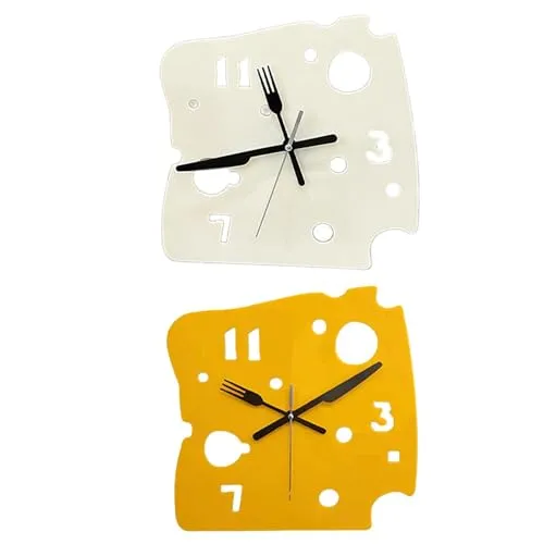 ATORSE Hanging Clock 27Cmx27Cm Mute Table Clock for Apartment Dining Room Farmhouse Yellow