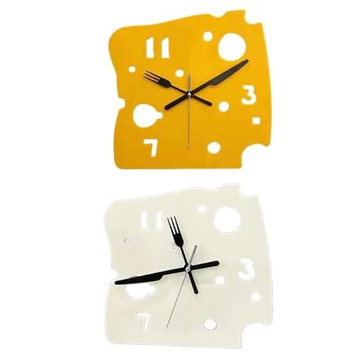 ATORSE Hanging Clock 27Cmx27Cm Mute Table Clock for Apartment Dining Room Farmhouse Yellow