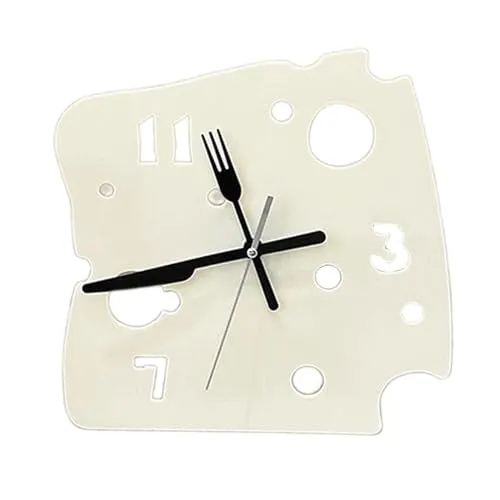 ATORSE Hanging Clock 27Cmx27Cm Mute Table Clock for Apartment Dining Room Farmhouse Yellow