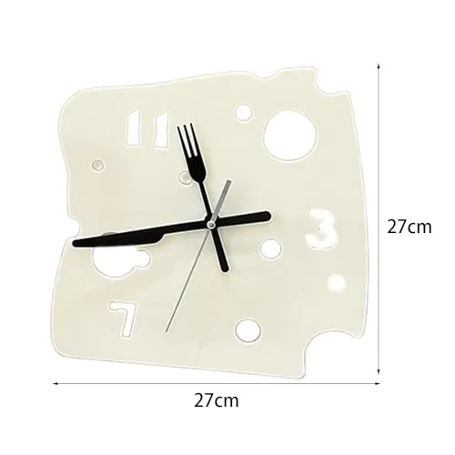 ATORSE Hanging Clock 27Cmx27Cm Mute Table Clock for Apartment Dining Room Farmhouse Yellow
