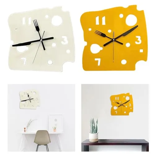 ATORSE Hanging Clock 27Cmx27Cm Mute Table Clock for Apartment Dining Room Farmhouse Yellow