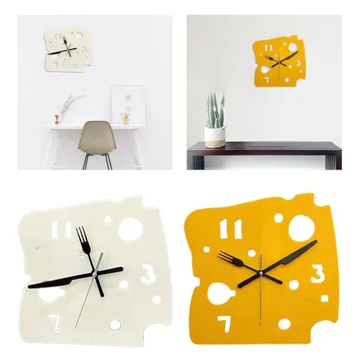 ATORSE Hanging Clock 27Cmx27Cm Mute Table Clock for Apartment Dining Room Farmhouse Yellow