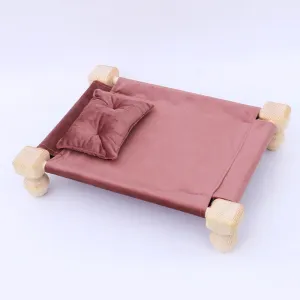 Babymoon Velvet Cover Wooden Bed | Wooden Properties | Pillow | Baby Photoshoot Props | Wine