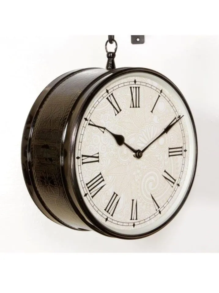 Beautiful Iron Traditional 10 Inch Station Clock with Black Finish (Desing 1)