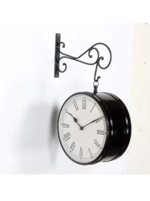 Beautiful Iron Traditional 10 Inch Station Clock with Black Finish (Desing 1)