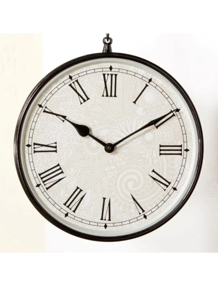 Beautiful Iron Traditional 10 Inch Station Clock with Black Finish (Desing 1)