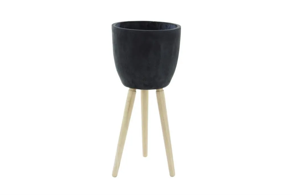 BLACK FIBER CLAY CONTEMPORARY PLANTER