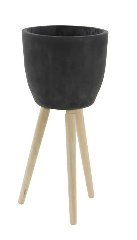 BLACK FIBER CLAY CONTEMPORARY PLANTER