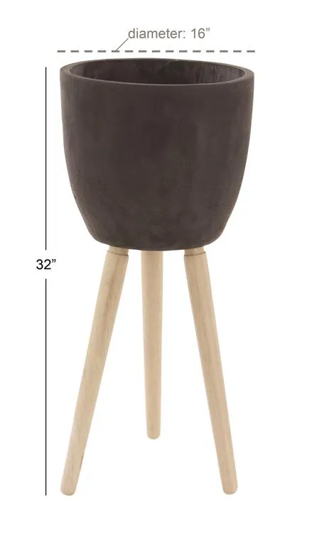 BLACK FIBER CLAY CONTEMPORARY PLANTER