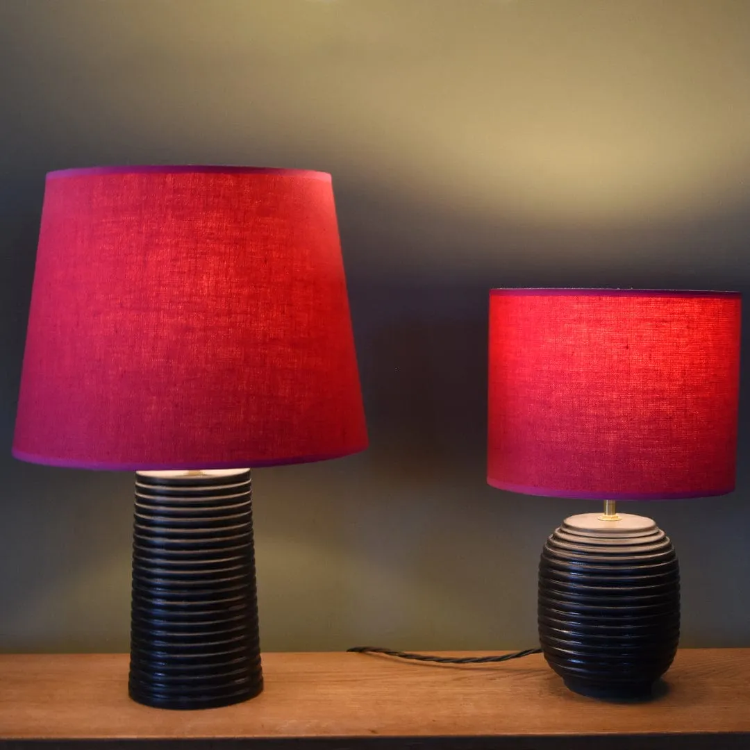 Black Ridged Large Tapered Lamp