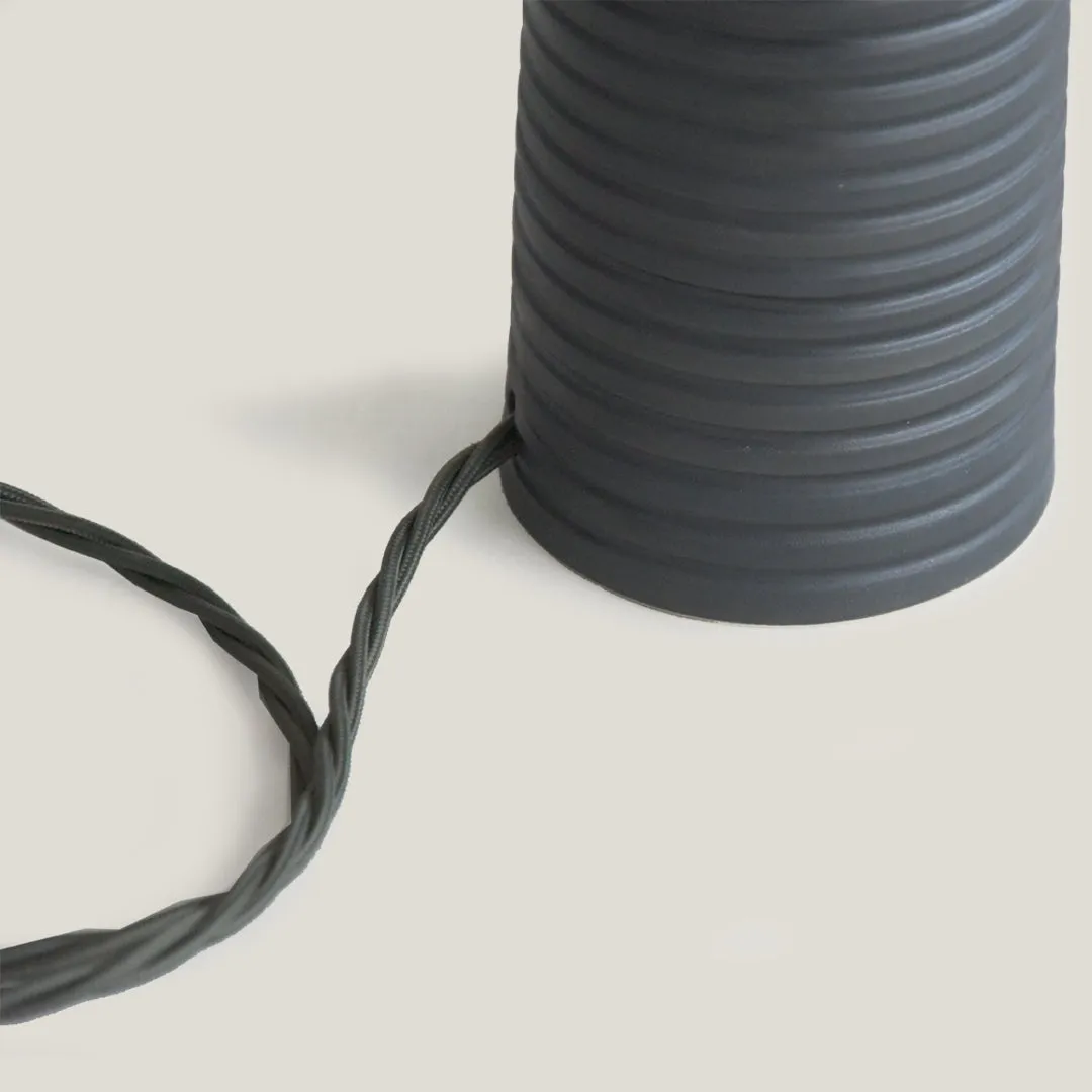 Black Ridged Small Tapered Lamp