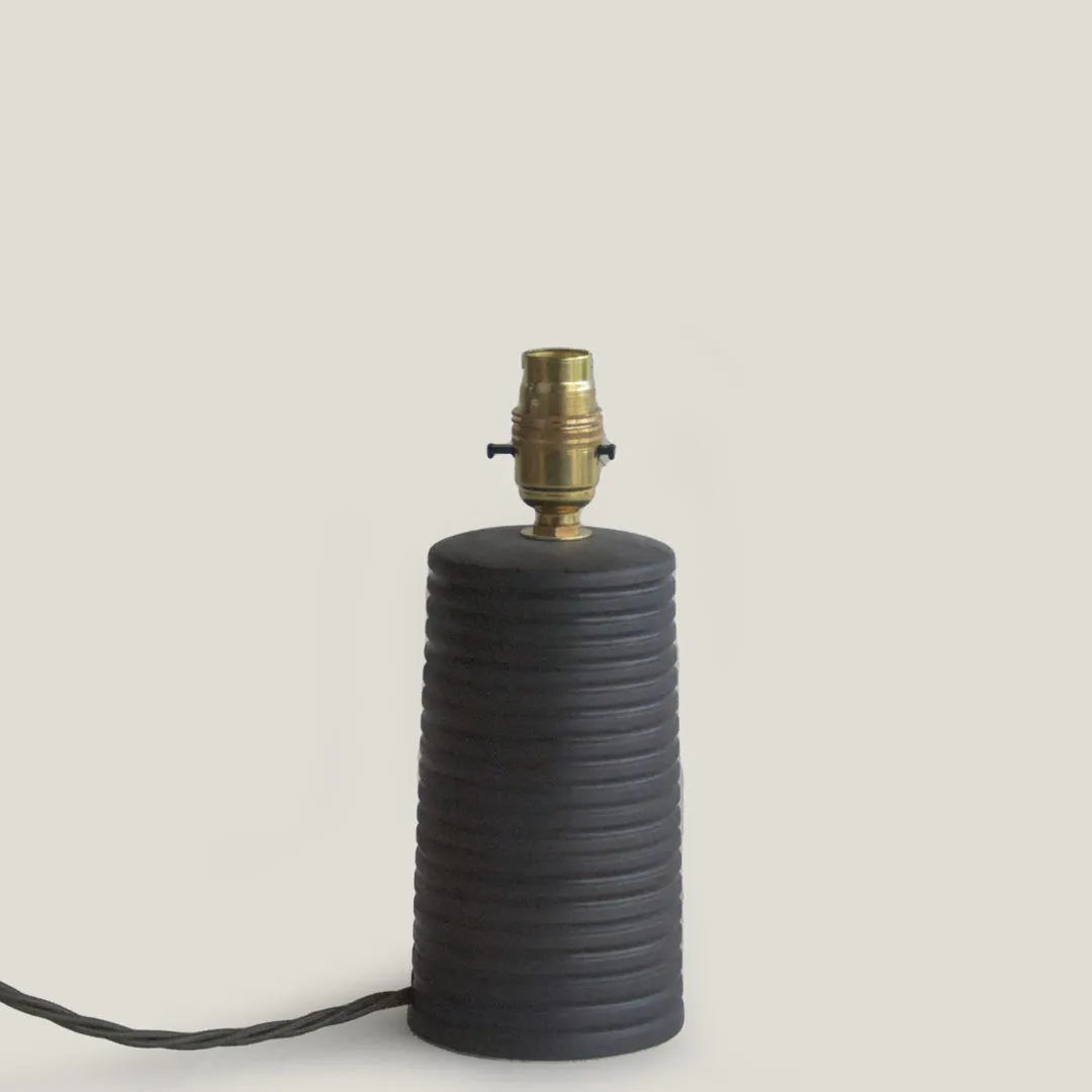 Black Ridged Small Tapered Lamp
